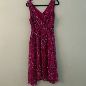 DKNY Fuchsia Floral Faux Wrap Dress